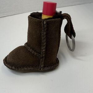 Ugg Brown Suede Boot Keychain Lip Balm Lipstick Holder